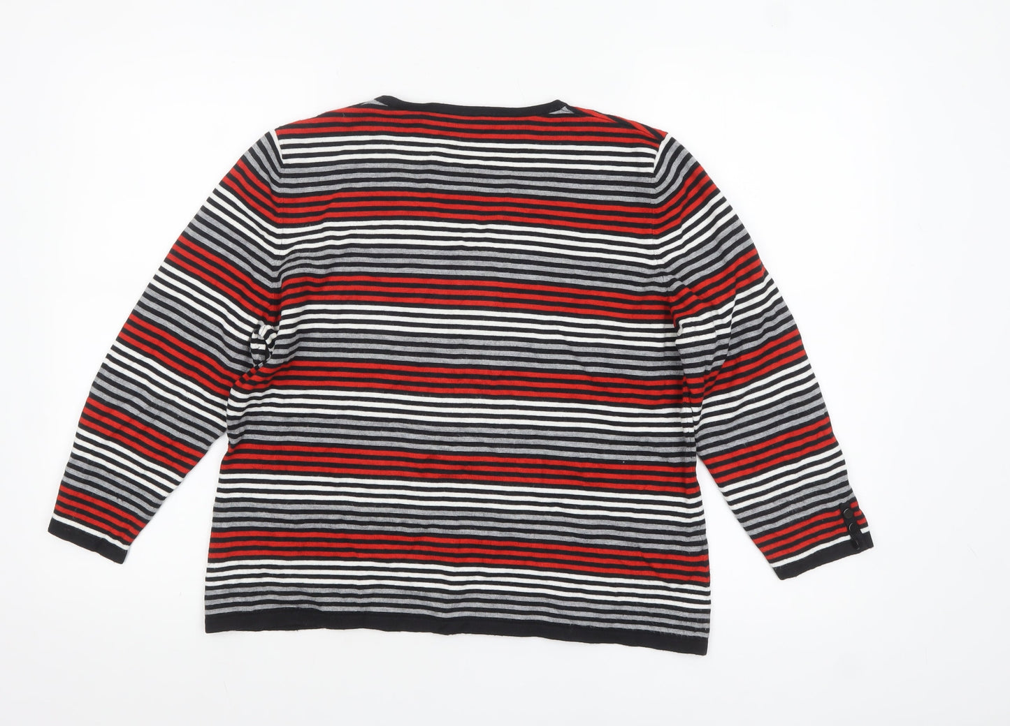 CC Womens Multicoloured Striped V-Neck Pullover Jumper Size L