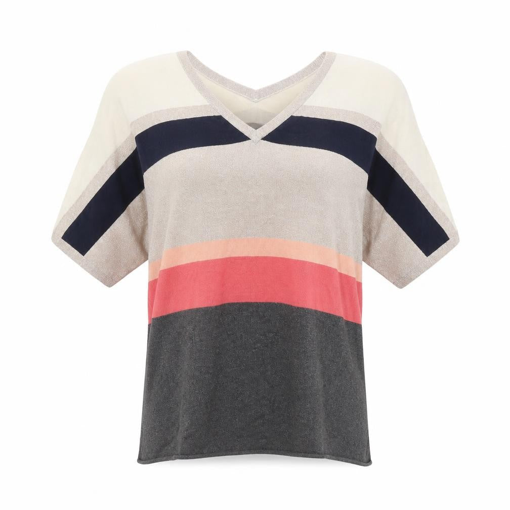 Kookai Womens Multicoloured Striped V-Neck Knit Jumper Size 10
