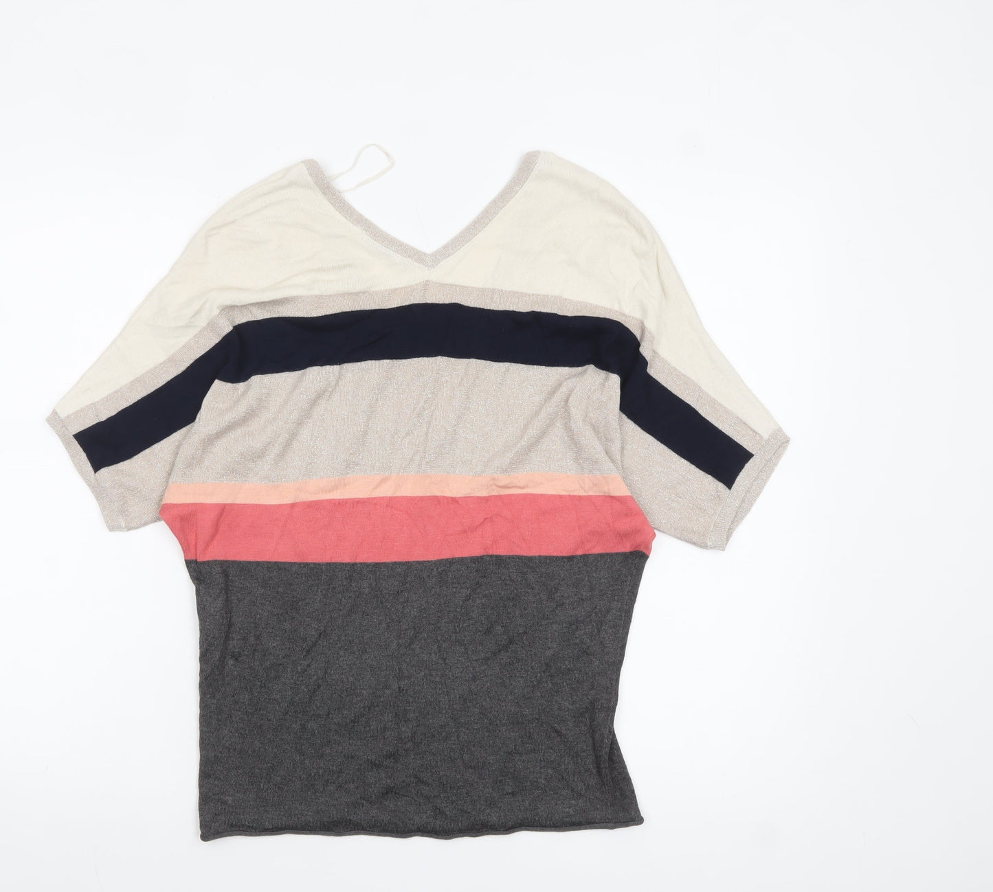 Kookai Womens Multicoloured Striped V-Neck Knit Jumper Size 10
