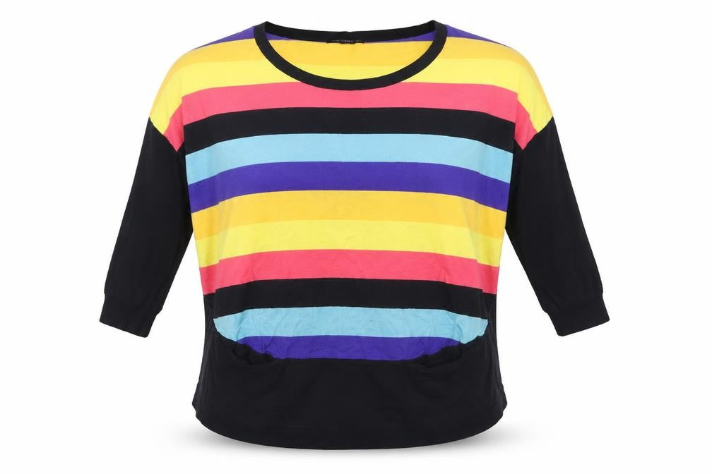 QED London Womens Multicoloured Striped Cotton Pullover Jumper M/L