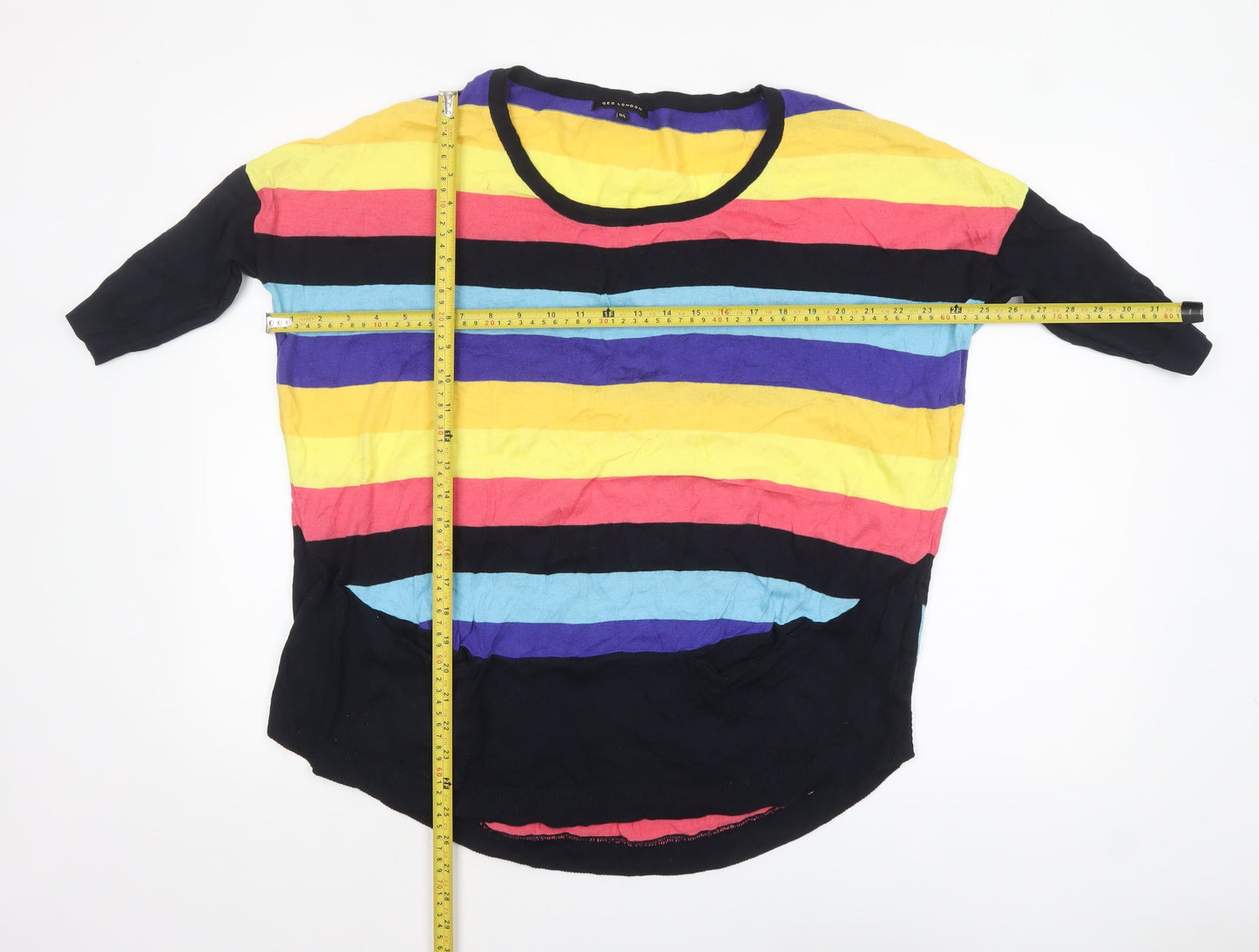 QED London Womens Multicoloured Striped Cotton Pullover Jumper M/L