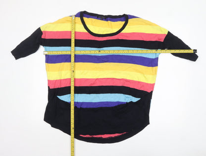 QED London Womens Multicoloured Striped Cotton Pullover Jumper M/L