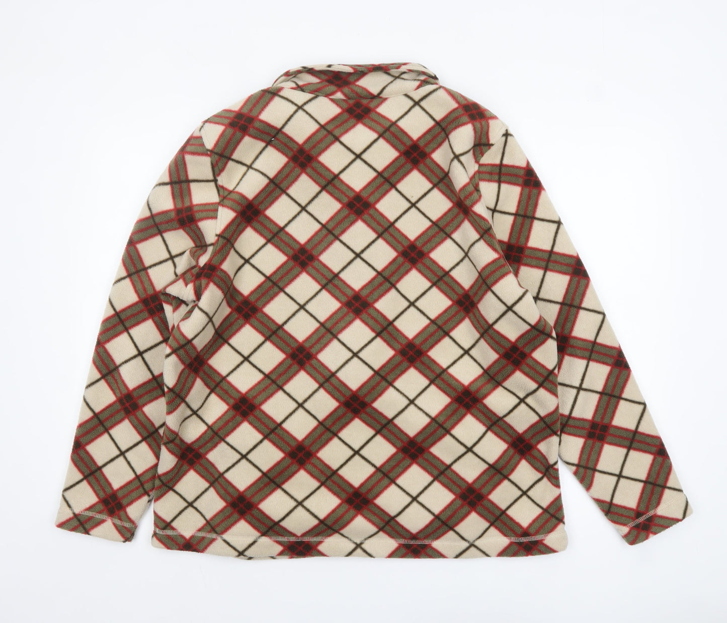 Alie Callina Women's Beige Check Fleece Zip Jacket Size 16