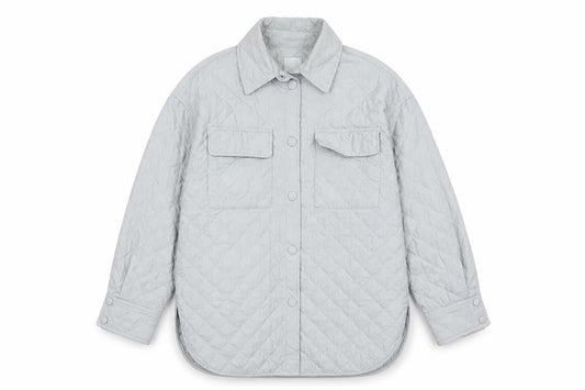 H&M Women Grey Quilted Mid-Length Jacket Size S