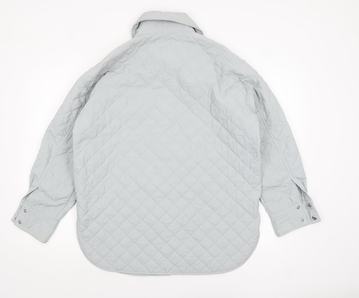 H&M Women Grey Quilted Mid-Length Jacket Size S