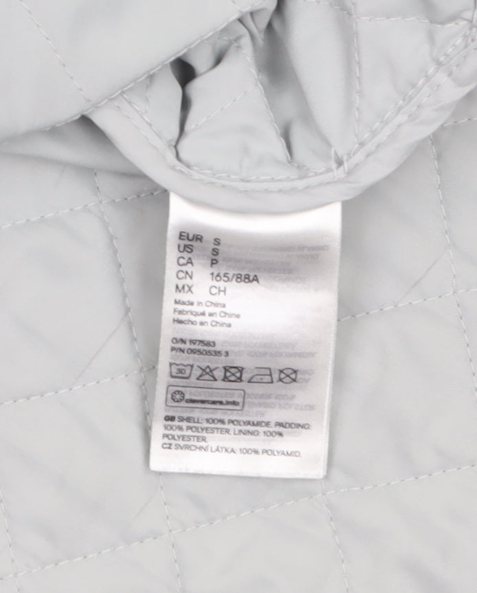 H&M Women Grey Quilted Mid-Length Jacket Size S
