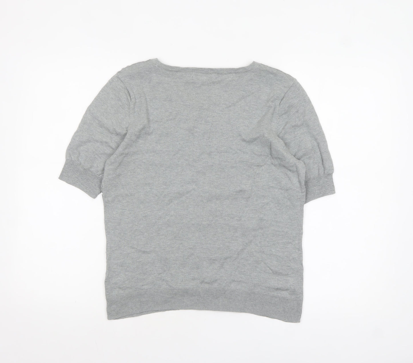 Mint Velvet Women's Grey Cotton Crochet Detail Jumper Size 14