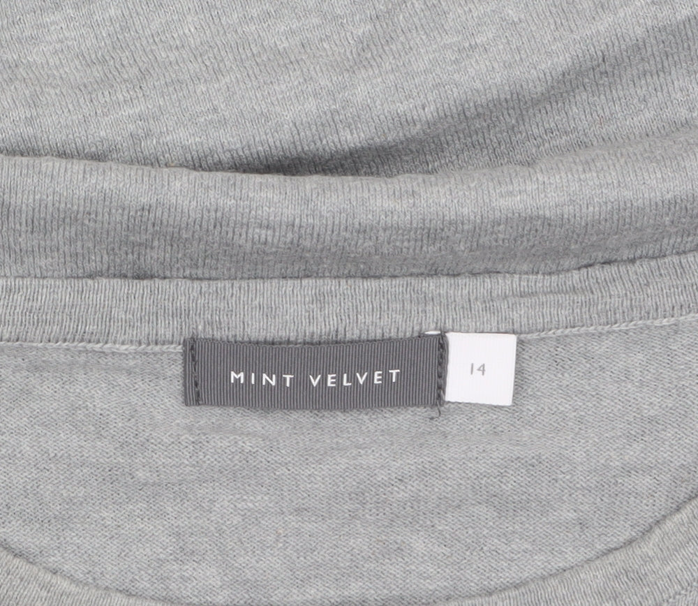 Mint Velvet Women's Grey Cotton Crochet Detail Jumper Size 14