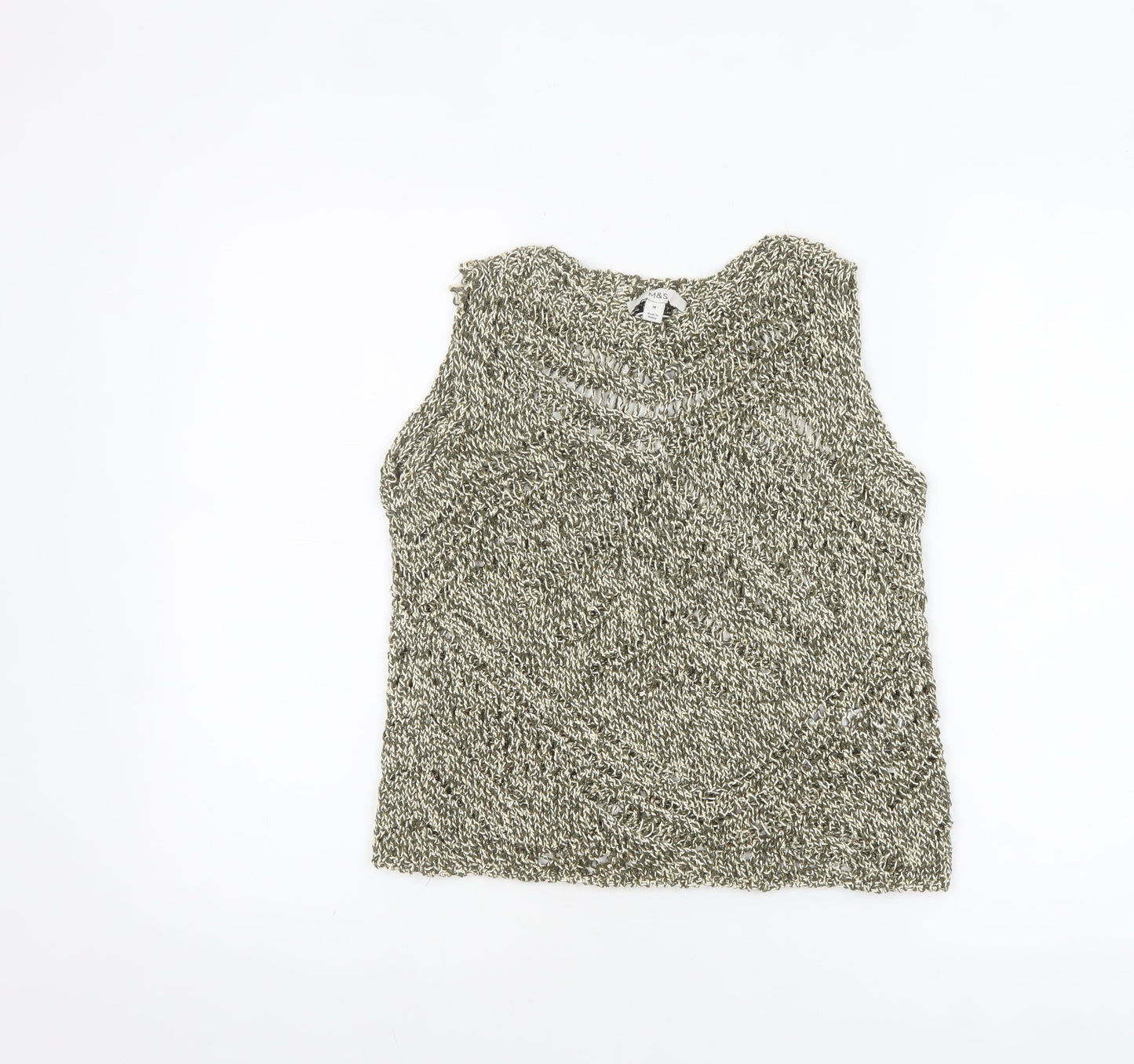 Marks and Spencer Women’s Beige Metallic Knit Sleeveless Tank Top M