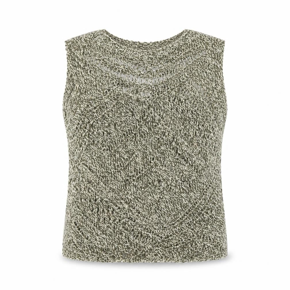 Marks & Spencer Women’s Beige Metallic Knit Sleeveless Tank Top M