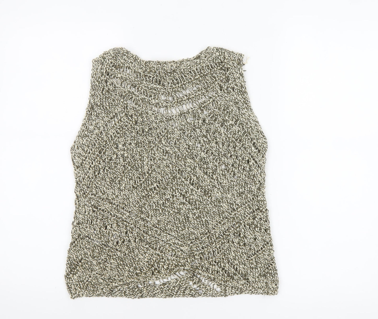 Marks and Spencer Women’s Beige Metallic Knit Sleeveless Tank Top M