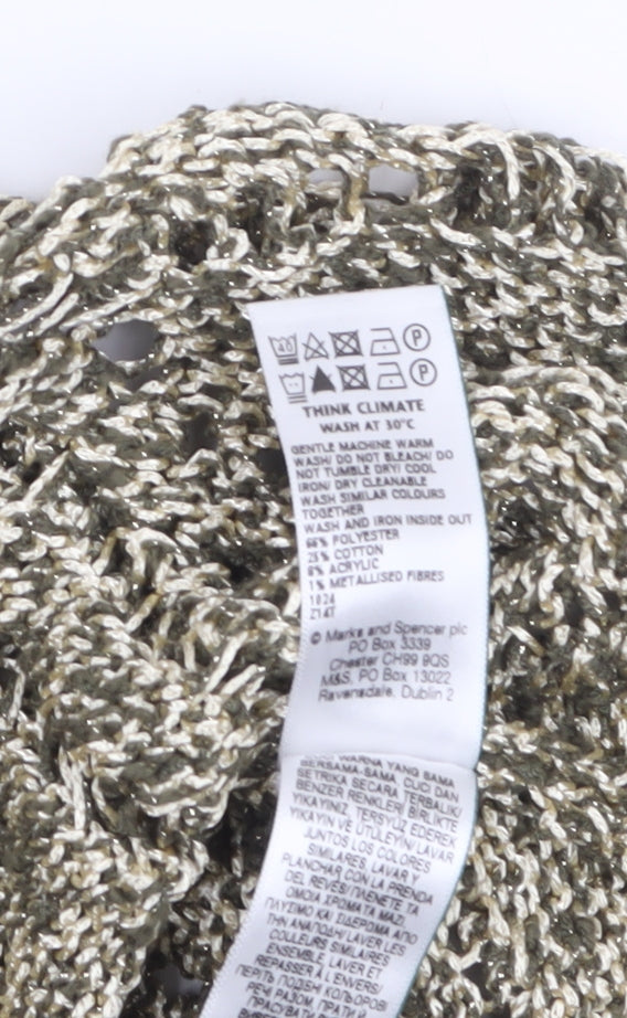 Marks and Spencer Women’s Beige Metallic Knit Sleeveless Tank Top M