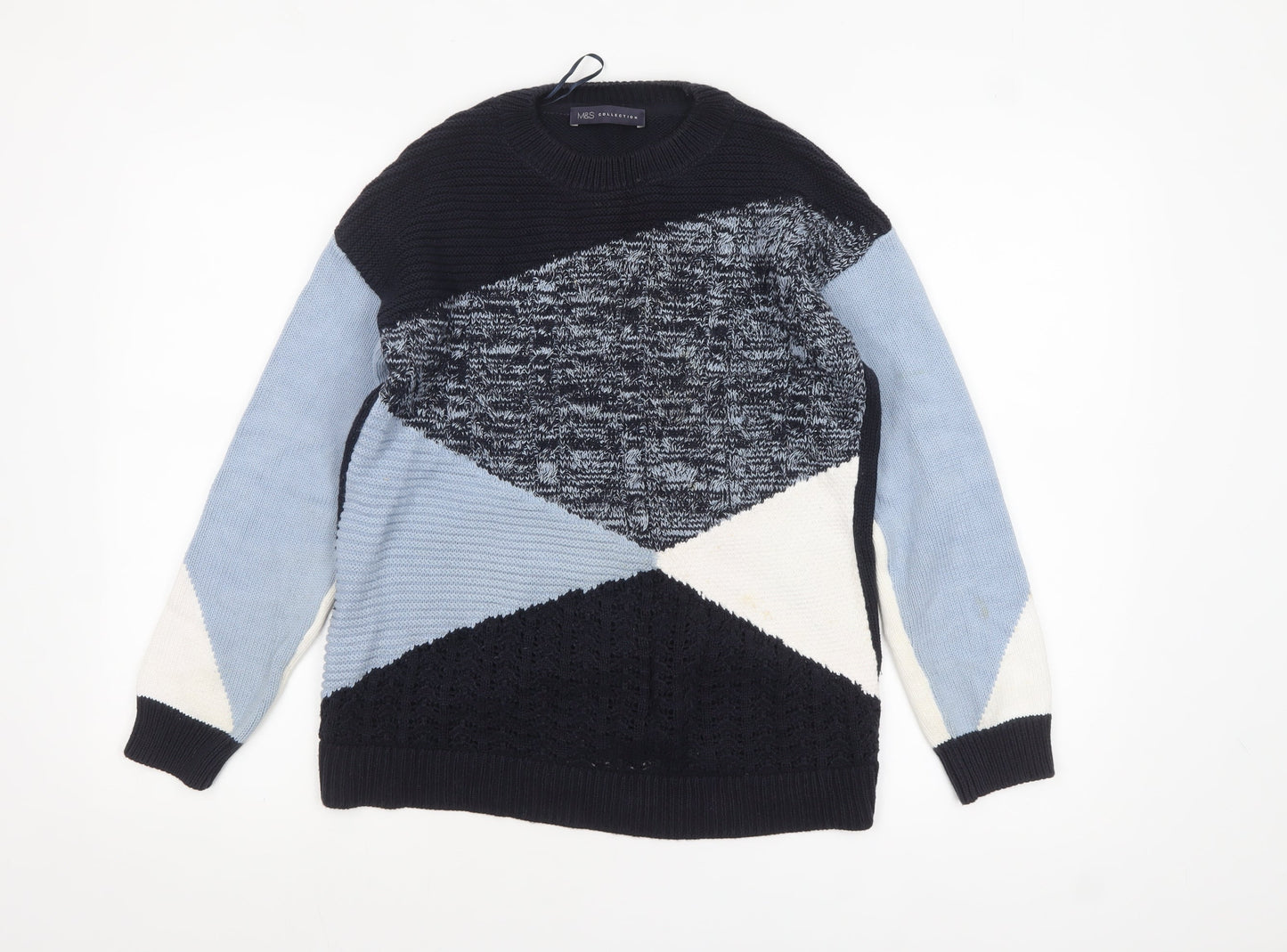 Marks and Spencer Women’s Multicoloured Cotton Geometric Pullover Jumper S