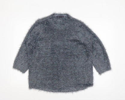 Marks & Spencer Women Grey Sequin Knit Pullover Jumper Size 16