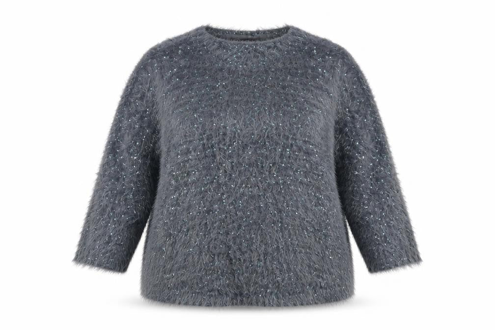 Marks & Spencer Women Grey Sequin Knit Pullover Jumper Size 16