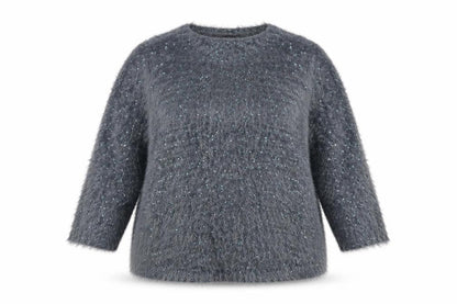 Marks & Spencer Women Grey Sequin Knit Pullover Jumper Size 16