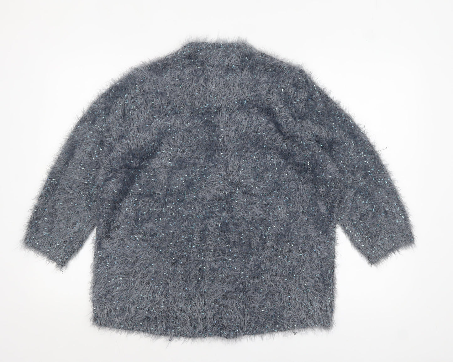 Marks and Spencer Women Grey Sequin Knit Pullover Jumper Size 16
