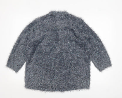Marks & Spencer Women Grey Sequin Knit Pullover Jumper Size 16
