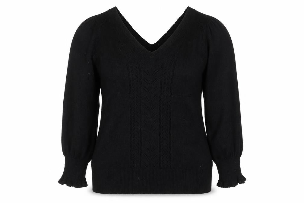 Laura Ashley Women’s Black V-Neck Cotton Knit Jumper XL