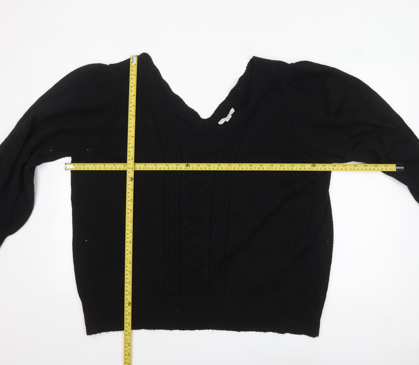 Laura Ashley Women’s Black V-Neck Cotton Knit Jumper XL