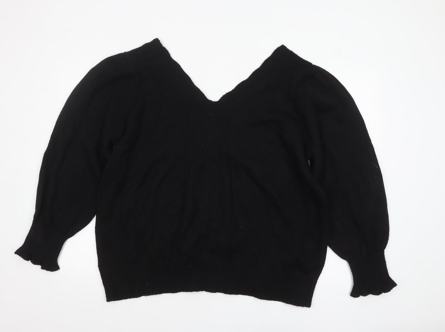 Laura Ashley Women’s Black V-Neck Cotton Knit Jumper XL