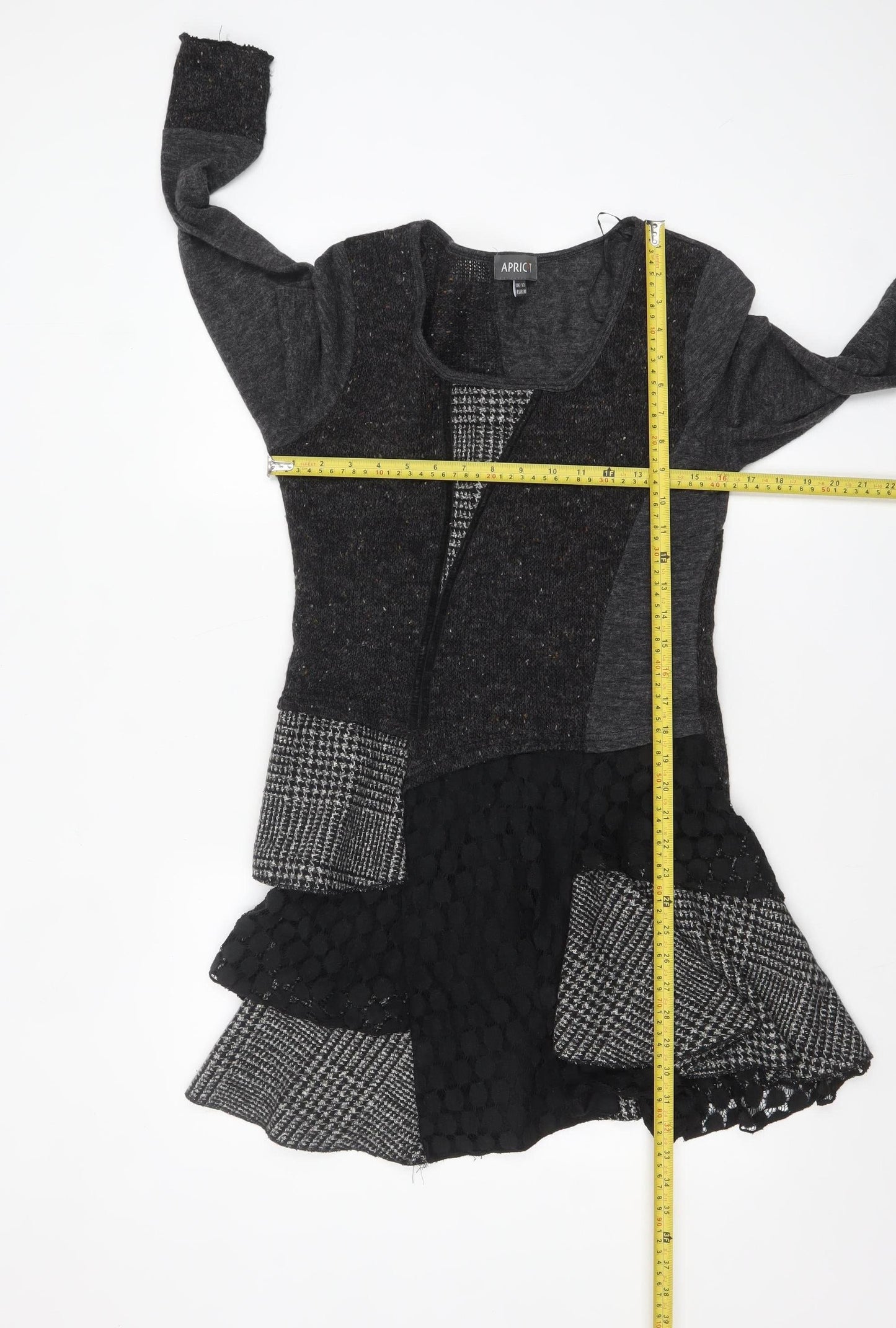 Apricot Womens Grey Patchwork A-Line Knit Dress Size 12