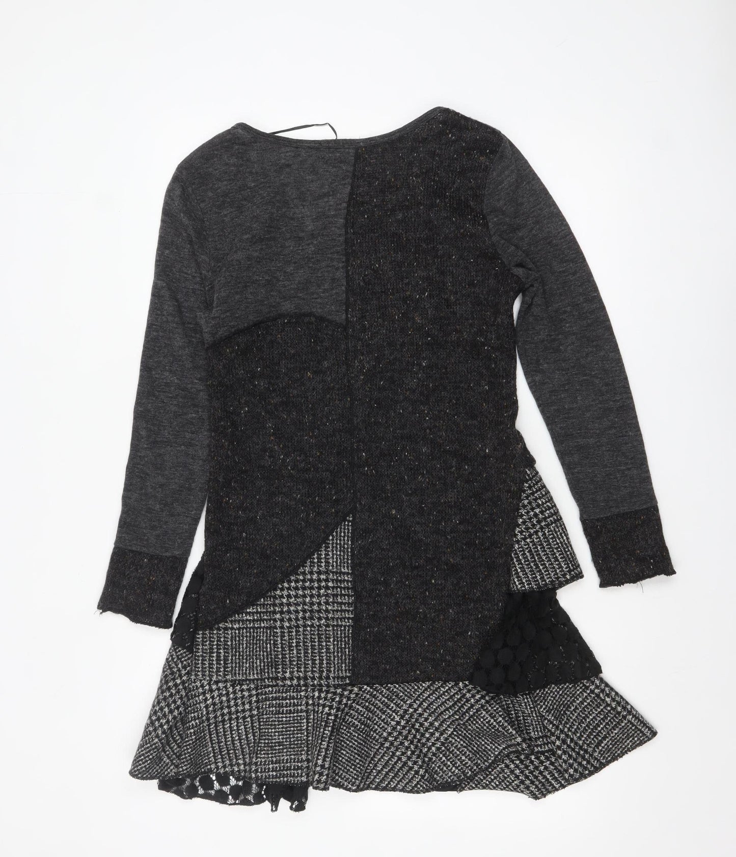 Apricot Womens Grey Patchwork A-Line Knit Dress Size 12