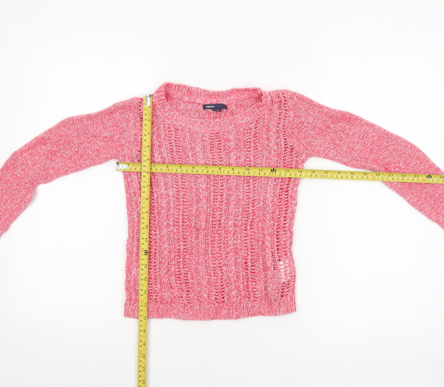 Gap Kids Girls Pink Cotton Knit Jumper 10-11 Years Crew Neck Pullover