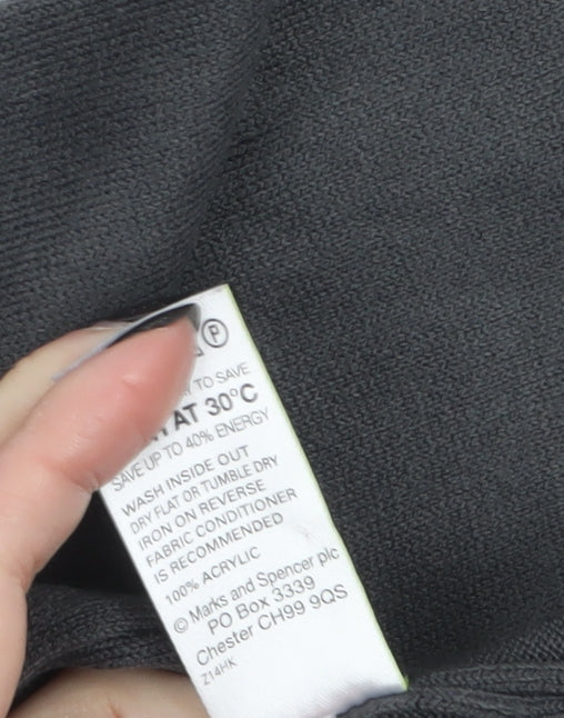 Marks and Spencer Womens Grey Cowl Neck 3/4 Sleeve Pullover Jumper Size 14