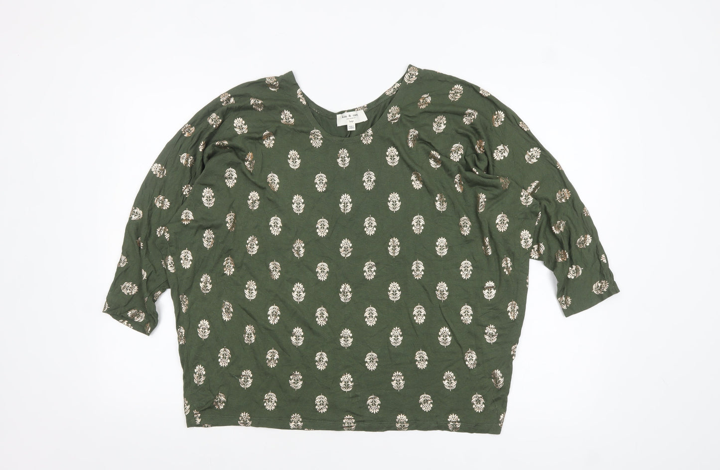 Kim & Cami Women’s Green Floral Relaxed Pullover Jumper Size L