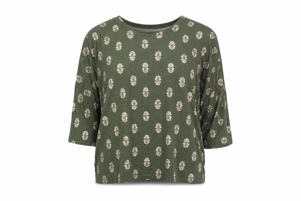 Kim & Cami Women’s Green Floral Relaxed Pullover Jumper Size L