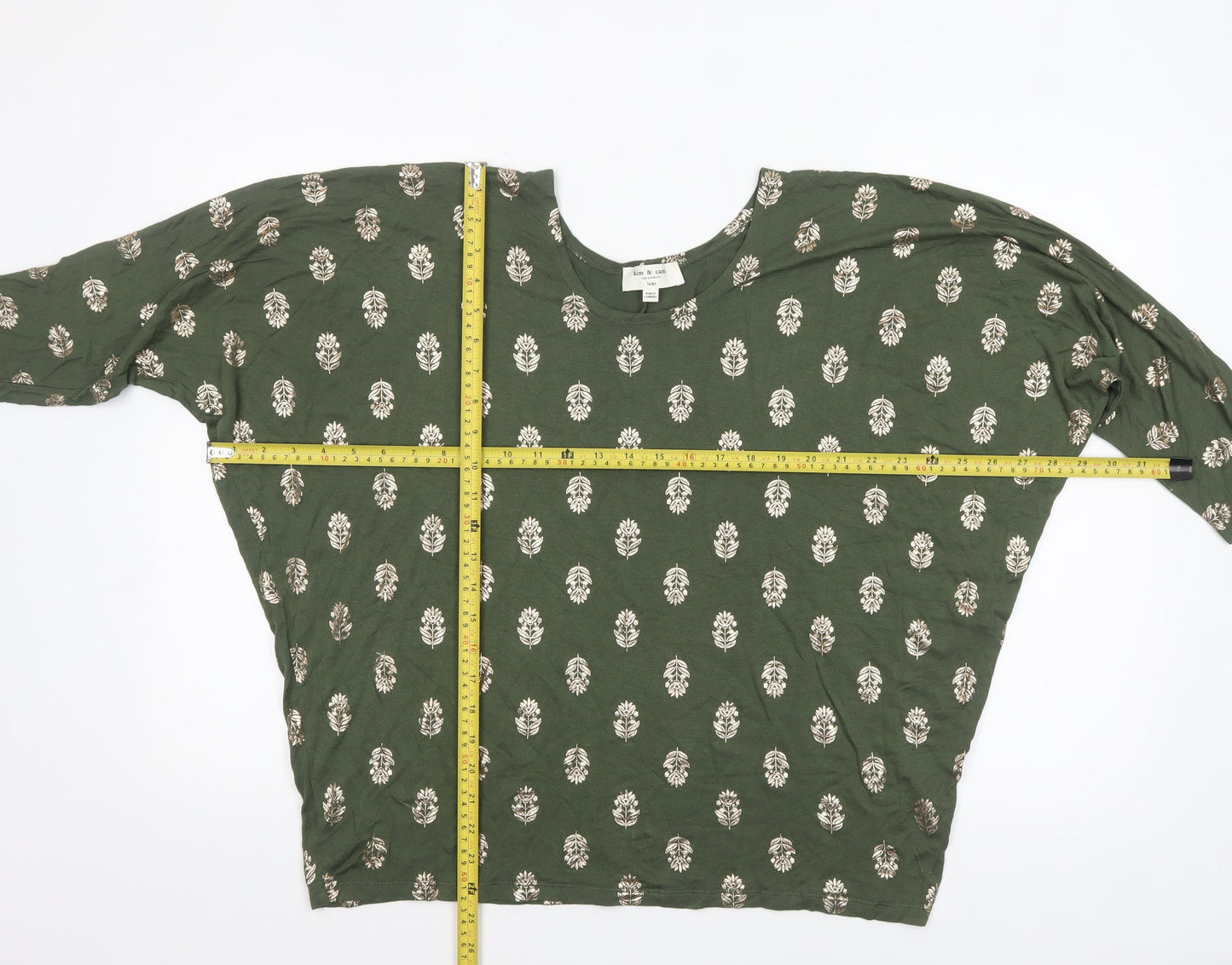 Kim & Cami Women’s Green Floral Relaxed Pullover Jumper Size L
