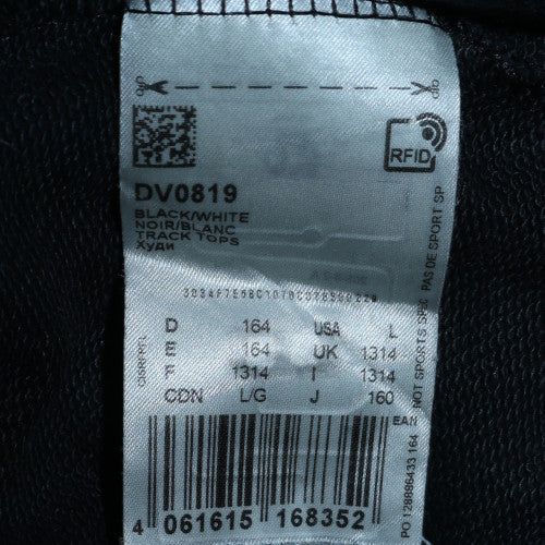 Adidas Boys Black Full Zip Hoodie Size 13-14 Years with White Stripes