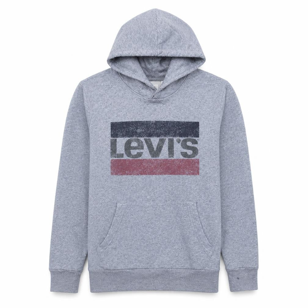 Levi's Mens Grey Pullover Hoodie Size S Logo Graphic Fleece