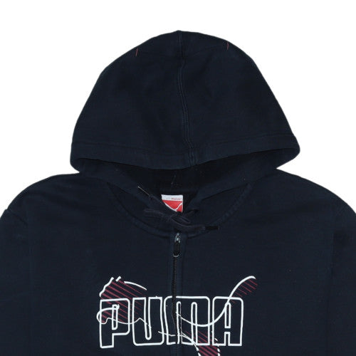 Puma Men's Black Full Zip Hoodie L Graphic Logo Sportswear