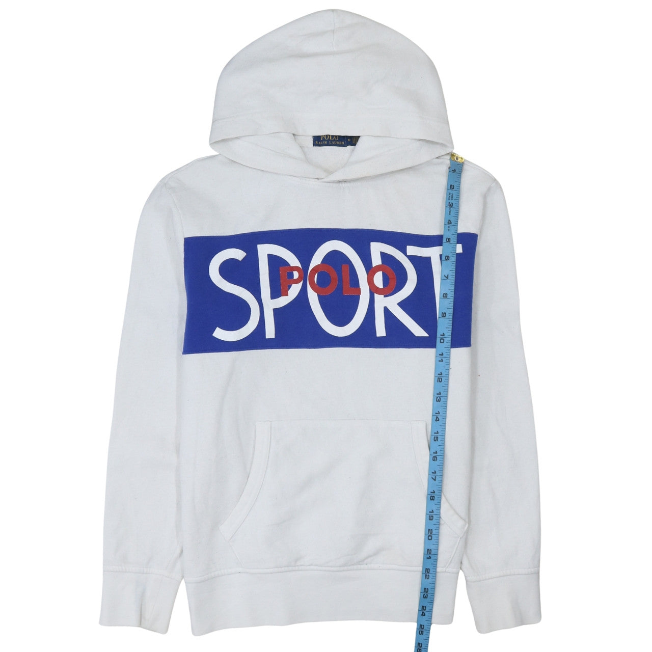 Polo Ralph Lauren Men's White Pullover Hoodie Medium Graphic Sport Logo