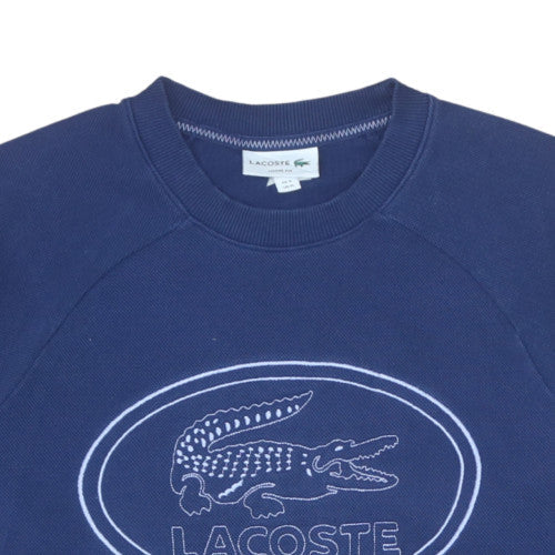 Lacoste Mens Blue Loose Fit Crew Neck Cotton Sweatshirt M