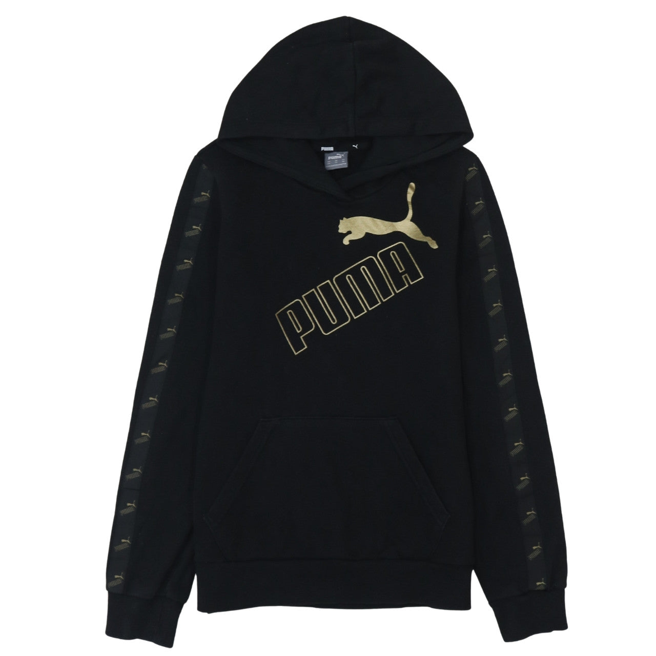 Puma Men's Black XS Pullover Hoodie with Gold Logo