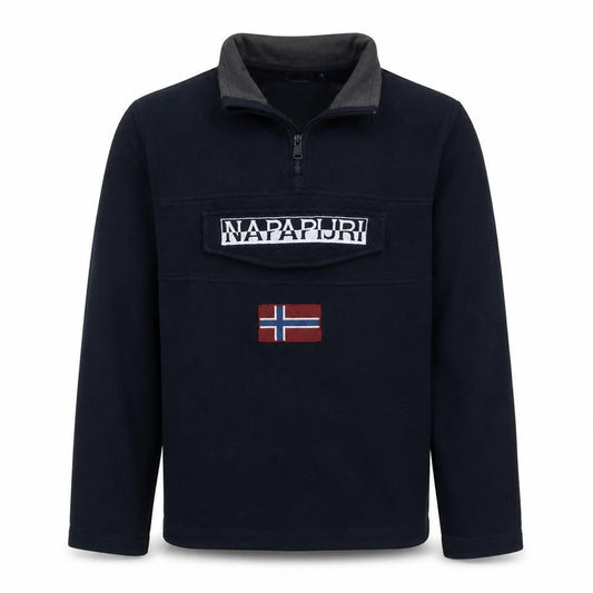 Napapijri Men's Blue 1/4 Zip Pullover Sweatshirt S