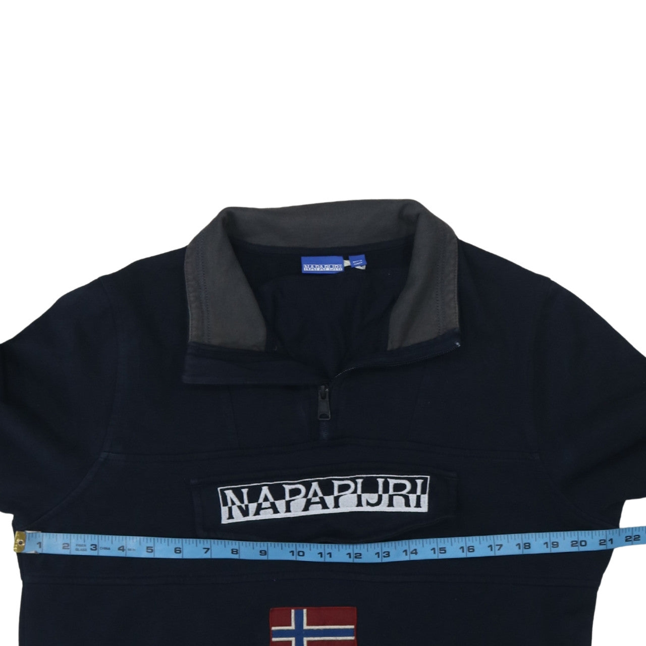 Napapijri Men's Blue 1/4 Zip Pullover Sweatshirt S