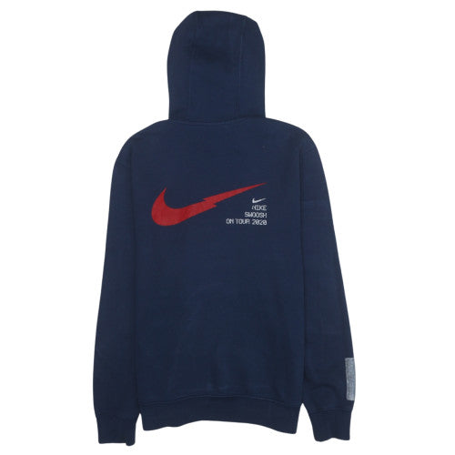 Nike Men's Blue Pullover Hoodie Small Logo Fleece Sweatshirt