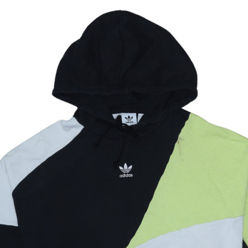 adidas Mens Black Green Grey Pullover Hoodie L Fleece Logo Sportswear