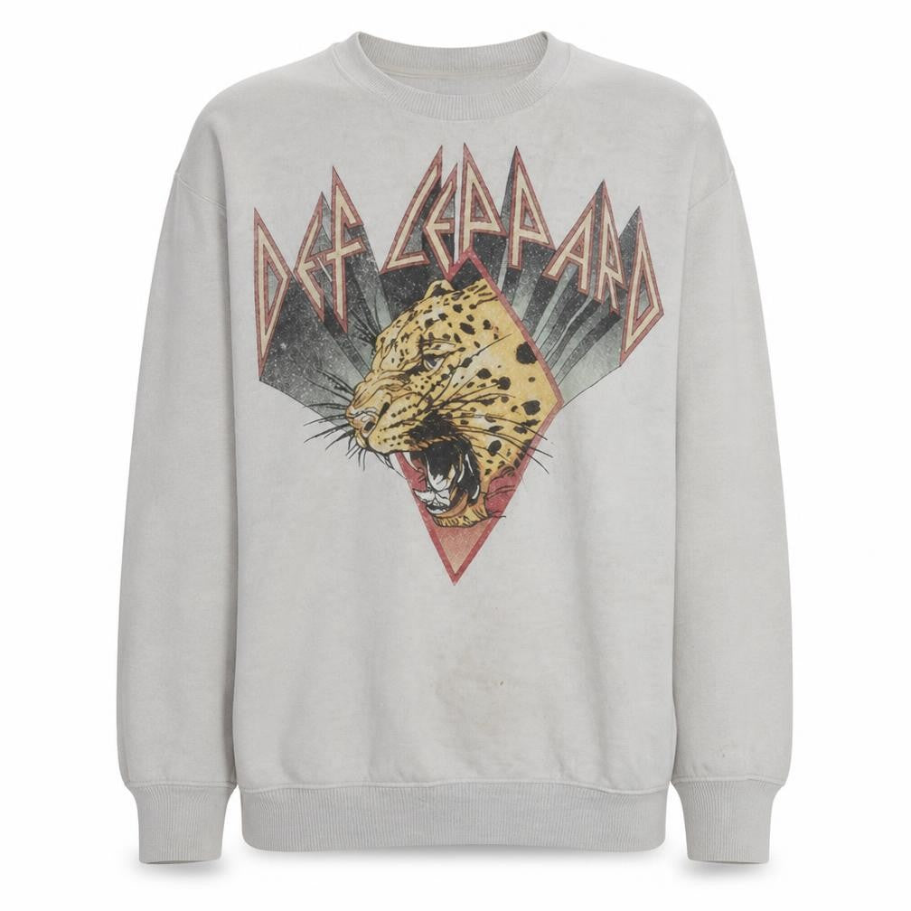 Def Leppard Unisex White XS Pullover Crew Neck Graphic Sweatshirt