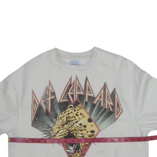 Def Leppard Unisex White XS Pullover Crew Neck Graphic Sweatshirt