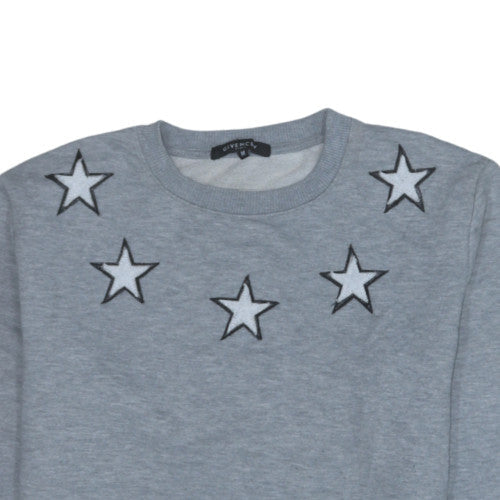Givenchy Women Grey Star Crew Neck Pullover Sweatshirt Size M