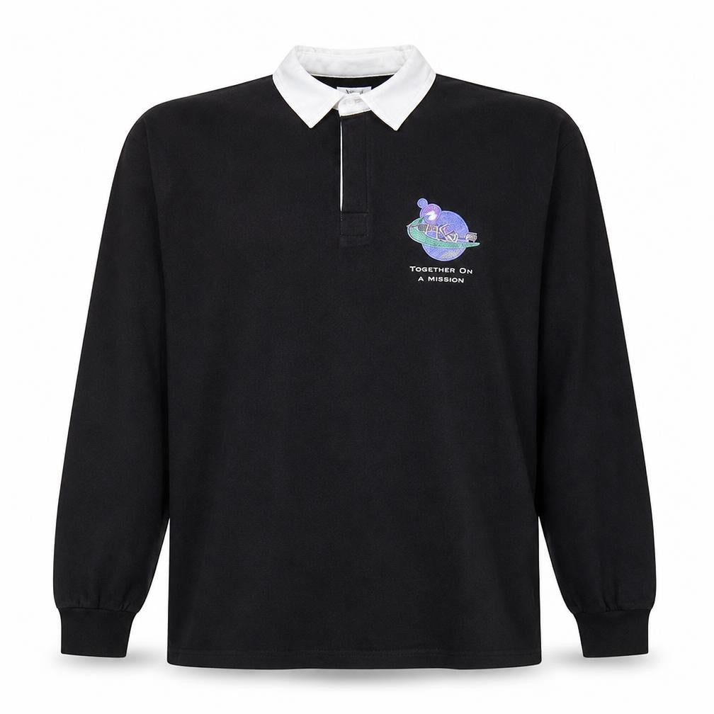 Front Row Men’s Black 2XL Collared Rugby Sweatshirt Heavyweight Cotton
