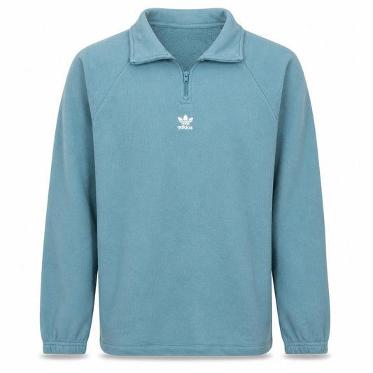 Adidas Men Blue 1/4 Zip Fleece Sweatshirt M Regular Fit