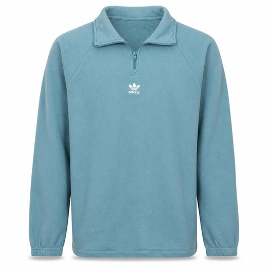 Adidas Men Blue 1/4 Zip Fleece Sweatshirt M Regular Fit
