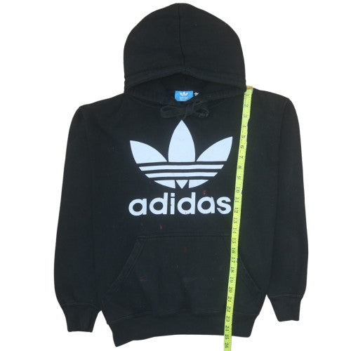 Adidas Mens Black Large Pullover Hoodie with Logo Fleece