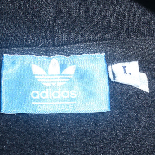 Adidas Mens Black Large Pullover Hoodie with Logo Fleece